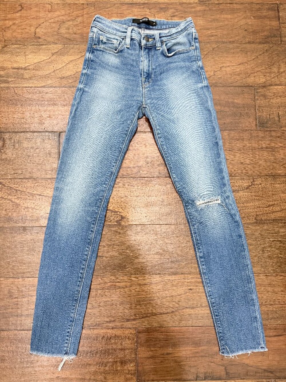 Hudson Nico Super Skinny Jeans 25 Light Wash Raw Hem Distressed Stretch Denim
